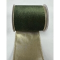 Velvet Green with Gold Wired Edge 4" 10y.